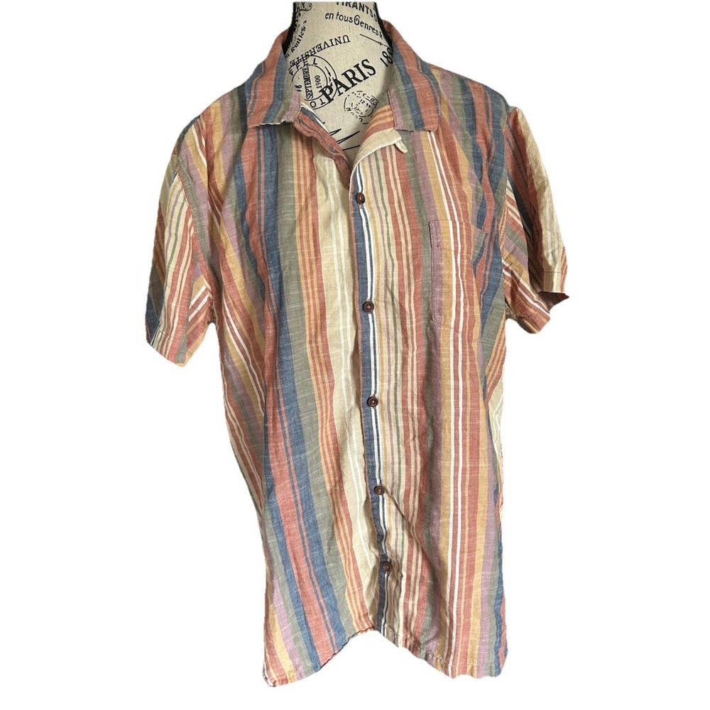 Aeropostale Men's The Resort‎ Short Sleeve Size L Multi Color Striped